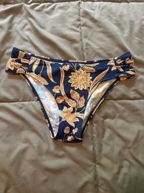 Navy & Tan Floral Bikini Bottom